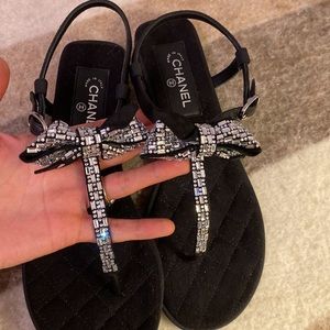 Chanel 22s crystal bow sandals 37